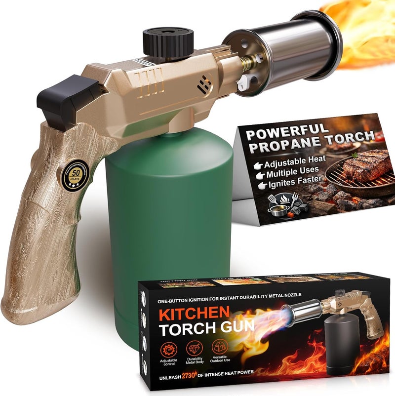 TAUSOM Propane Torch Gun, Powerful BBQ and Cooking Torch with Automatic Ignition, Handheld Kitchen Torch, Blow Torch Ideal for Searing Steaks, Welding and Festive Gifting - Image 1